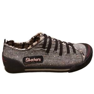 Skechers Women’s Brown Multi Plaid Slip In Casual Sneakers Sz-10